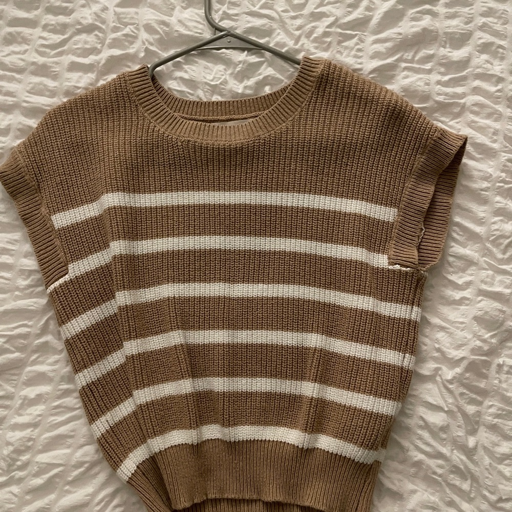 Moon & Madison Brown and White Striped Sweater